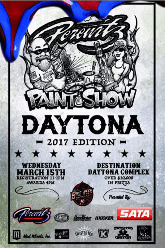 Destination Daytona - Registration 11AM - 2PM - Awards at 4PM What could be better than to get an award for your bikes paint from the master himself and in Daytona to boot! Hand Made Cycle Source Choice Awarded Too!